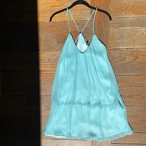 Twelfth Street By Cynthia Vincent Turquoise / Aqua Flowy Sheer Summer Dress